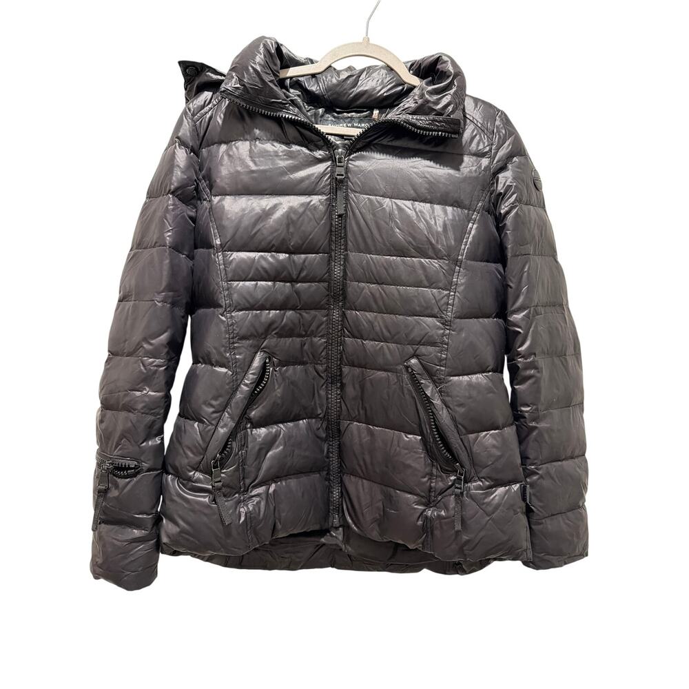 Andrew Marc Women's Black Puffer Jacket 650 Fill Power, Duck Down Coat Medium